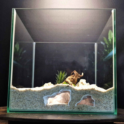 3D Printed Terrarium Cave – Rock Hideout for Terrarium, Aquarium - Customizable Sizing - "Offset Chamber" Model