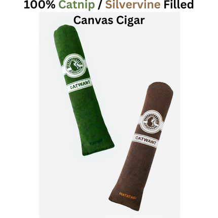 100% Catnip/Silvervine Filled Canvas Cigar
