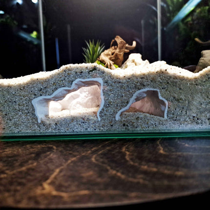 3D Printed Terrarium Cave – Rock Hideout for Terrarium, Aquarium - Customizable Sizing - "Offset Chamber" Model