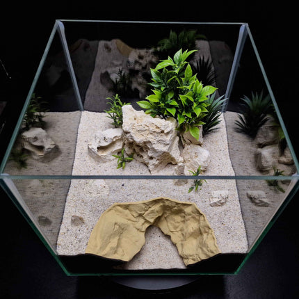 3D Printed Terrarium Rock Rift Feature – Hideout for Terrarium, Aquarium - Fully Customizable Sizing - "Need A Bigger Sinkhole" Model