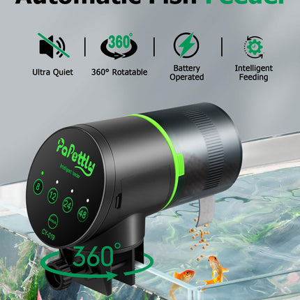 Papettly Automatic Fish Feeder for Aquarium - Battery Operated Auto Fish Food Dispenser for Fish Tank, 200ml Auto Timer Aquarium Tank Turtle Feeder, with 2 AAA Batteries and Fish Feeder Ring 🍁 All In One Marketplace Canada