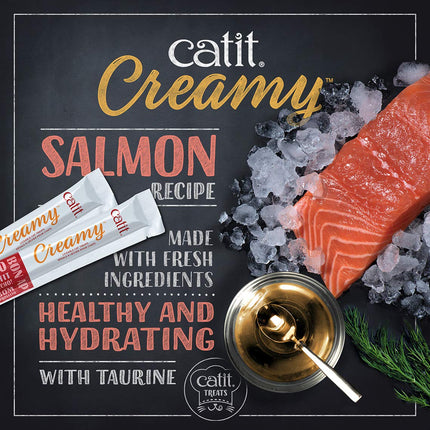 Catit Creamy Cat Treats Lickable, Salmon Flavor, 50 Tubes
