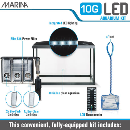 Marina LED Aquarium Kit, 10 US Gallon
