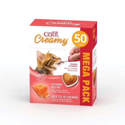 Catit Creamy Cat Treats Lickable, Salmon Flavor, 50 Tubes