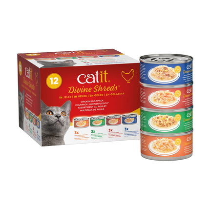 Catit Wet Cat Food, Divine Shreds in Jelly, Chicken Multipack