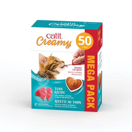 Catit Creamy Tuna Lickable Cat Treats, Mega Pack, 50 Tubes