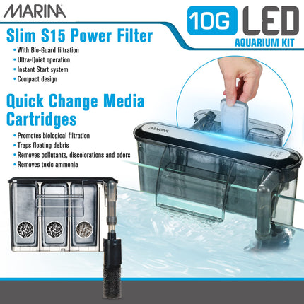 Marina LED Aquarium Kit, 10 US Gallon