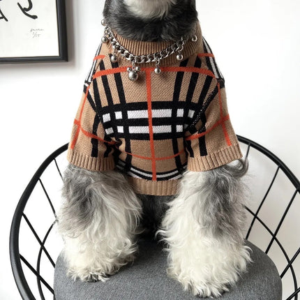 Dog Knit Sweater | Brrbrry Plaid Dog Sweater