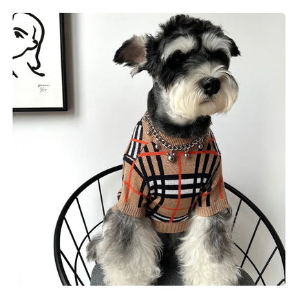 Dog Knit Sweater | Brrbrry Plaid Dog Sweater