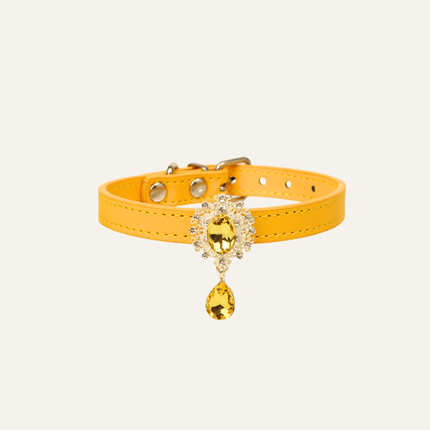 MoriCat Premium Gift Bundle Box with Teardrop Jewel in Citrine on Gold Collar with Golden Bowtie