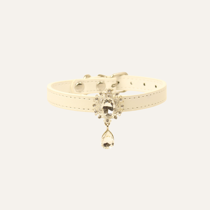 MoriCat Premium Gift Bundle Box with Teardrop Jewel in Crystal on White Collar with Silver Bowtie