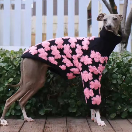 Pawsh Petals Sweater – Pink & Black Crochet Luxe Knit