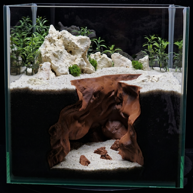 PhD Aqua Fabrication 3D Printed Cave Decor – Deep Rift for Terrarium & Aquarium - Customizable Sizing - "Ripped Earth" Model
