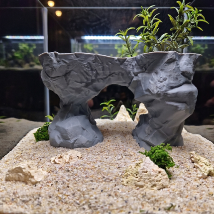 3D Printed Arch Hideout – Aquascape, Terrarium Rock Feature for Cichlids, Plecos, Reptiles - "Arc de Triomphe" Model