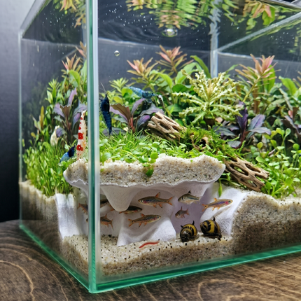 Terrarium Cave & Aquarium Tunnel | 3D Printed Under-Sand Hide for Aquascaping, Cichlids, Shrimp, and Reptiles - "Corner Office" Model