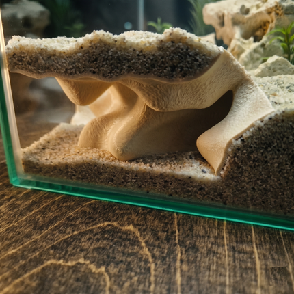 Terrarium Cave & Aquarium Tunnel | 3D Printed Under-Sand Hide for Aquascaping, Cichlids, Shrimp, and Reptiles - "Corner Office" Model