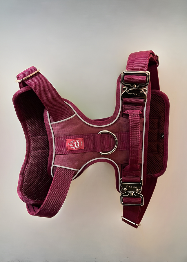 Bully Wags Heavy-Duty Everyday Harness - Cherry Wine