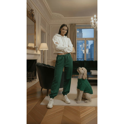 Puccissimé Pet Couture Green Cable-Knit Dog Sweater