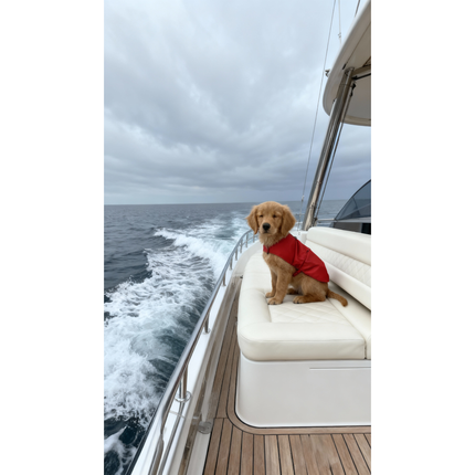 Puccissimé Pet Couture Red Waterproof Insulated Dog Rain Jacket