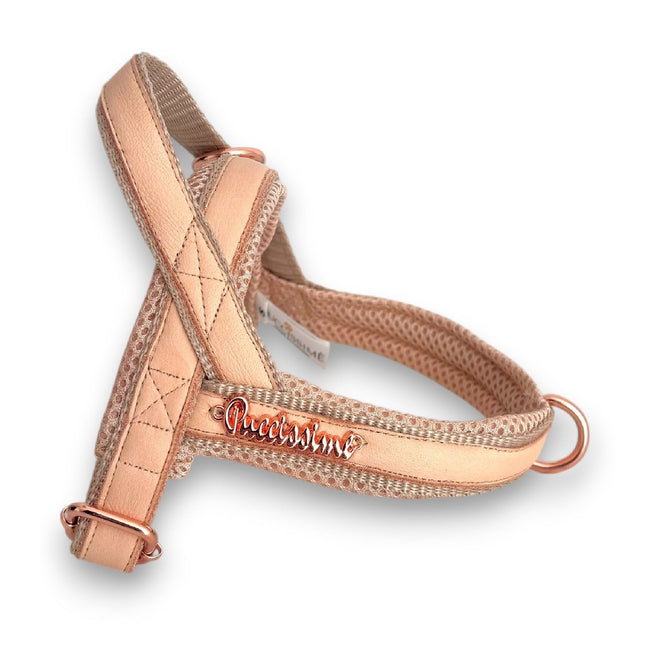 Peach real Leather One-Click Dog Harness