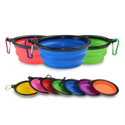 Portable Silicone Pet Bowl with Carabiner Clip, Collapsible, 350 ml