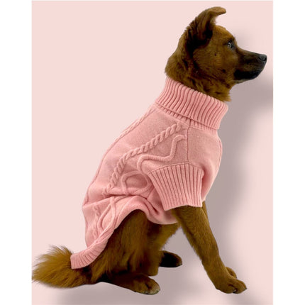 Puccissimé Pet Couture Pink Cable-Knit Dog Sweater