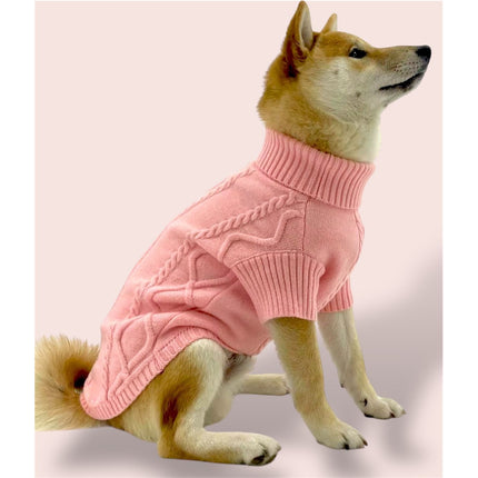 Puccissimé Pet Couture Pink Cable-Knit Dog Sweater
