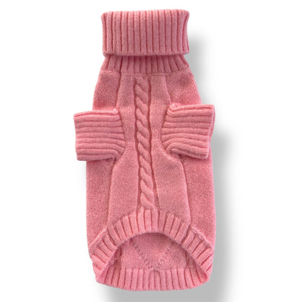 Puccissimé Pet Couture Pink Cable-Knit Dog Sweater