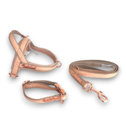 Peach real Leather One-Click Dog Harness