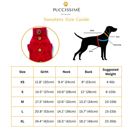 Puccissimé Pet Couture Red Cable-Knit Dog Sweater