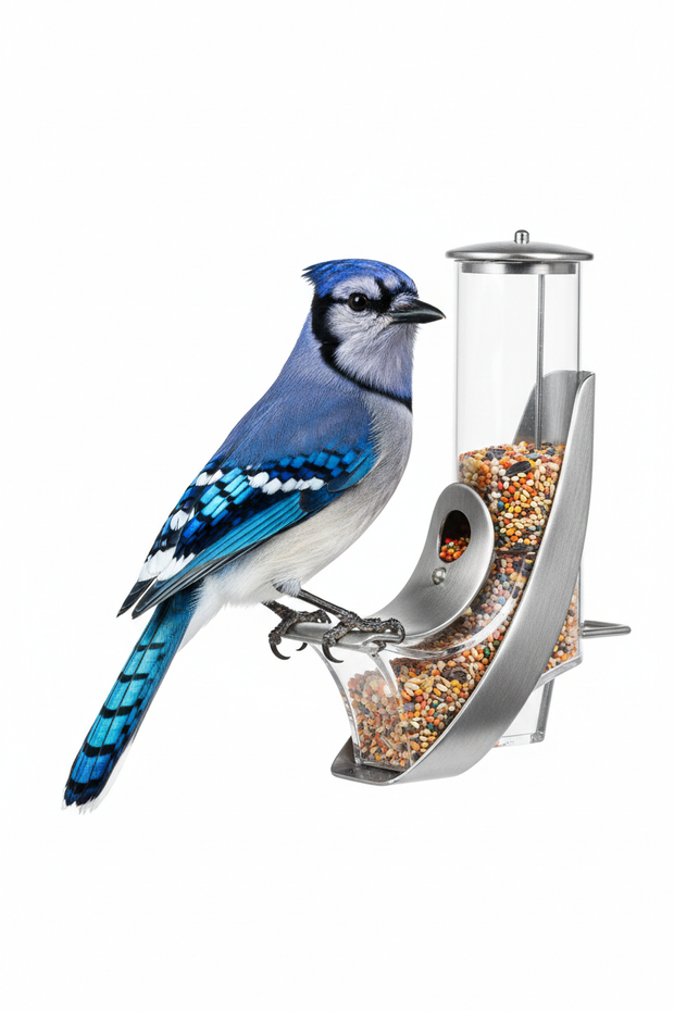 Blue jay at feeder