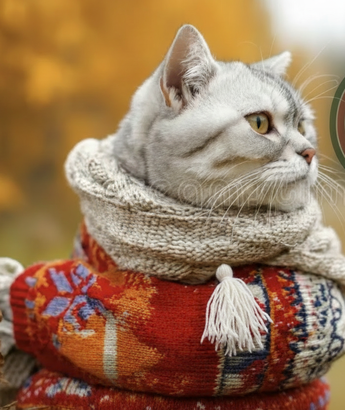 Cat with logo in upper right corner