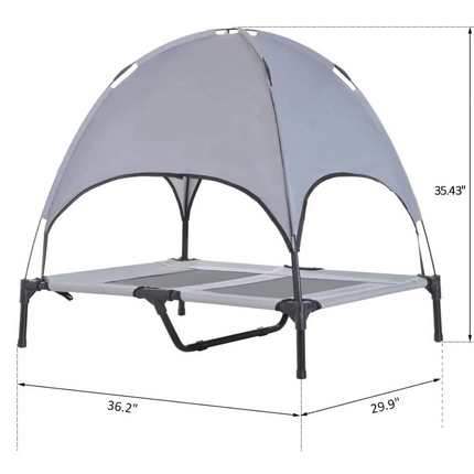 Portable canopy with dimensions on a white background