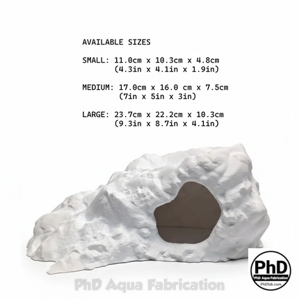 Aquarium Decor Cave - 3D Printed Fish Hide - Single Entrance Rock Den - "Brackish Den" Model