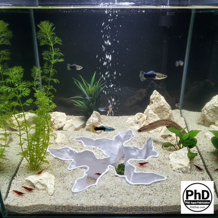 Aquarium Rock Cave, 3D Printed Fish Tank Divider & Reptile Hide, Realistic Stone Aquascape Feature - "Current Divider" Model