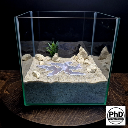 Aquarium Rock Cave, 3D Printed Fish Tank Divider & Reptile Hide, Realistic Stone Aquascape Feature - "Current Divider" Model