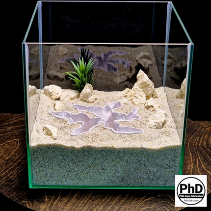 Aquarium Rock Cave, 3D Printed Fish Tank Divider & Reptile Hide, Realistic Stone Aquascape Feature - "Current Divider" Model