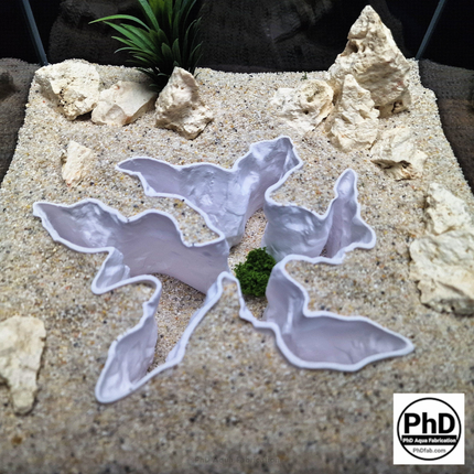 Aquarium Rock Cave, 3D Printed Fish Tank Divider & Reptile Hide, Realistic Stone Aquascape Feature - "Current Divider" Model