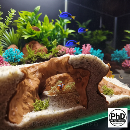 Aquarium Cave Decor - 3D Printed Rock Feature Hideout for Betta & Shrimp - Natural Stone Look Fish Tank Ornament - "Which Way" Model
