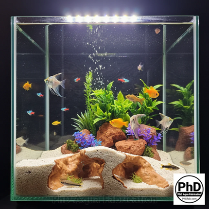 Aquarium Cave Decor - 3D Printed Rock Feature Hideout for Betta & Shrimp - Natural Stone Look Fish Tank Ornament - "Which Way" Model