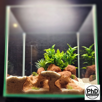 Aquarium Cave Decor - 3D Printed Rock Feature Hideout for Betta & Shrimp - Natural Stone Look Fish Tank Ornament - "Which Way" Model