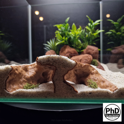 Aquarium Cave Decor - 3D Printed Rock Feature Hideout for Betta & Shrimp - Natural Stone Look Fish Tank Ornament - "Which Way" Model