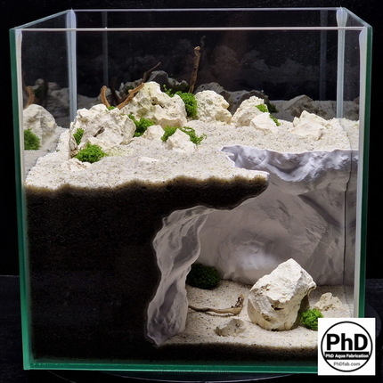 Aquarium Cave - Unique Fish Tank Decor & Hiding Spot - Natural Rock Texture Terrarium Decoration - "Different Worlds" Model