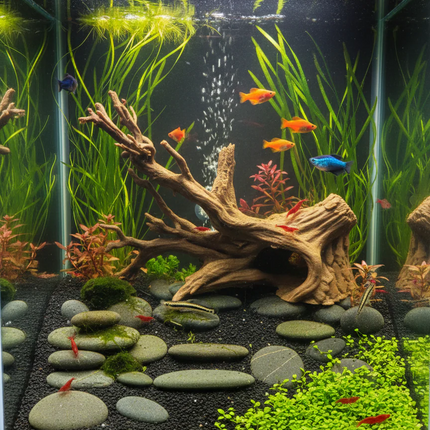 Aquarium Driftwood Decor - Freshwater Fish Tank Decor & Reptile Terrarium Accessories - "Driftwood Hideout" Model