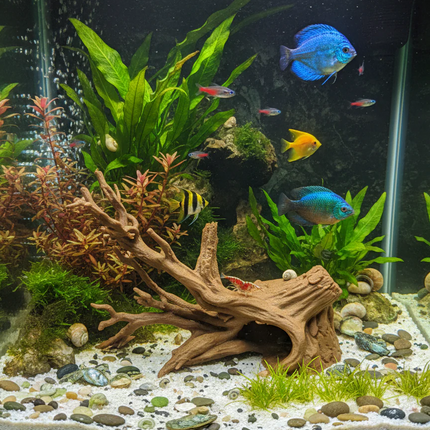 Aquarium Driftwood Decor - Freshwater Fish Tank Decor & Reptile Terrarium Accessories - "Driftwood Hideout" Model