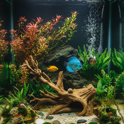 Aquarium Driftwood Decor - Freshwater Fish Tank Decor & Reptile Terrarium Accessories - "Driftwood Hideout" Model