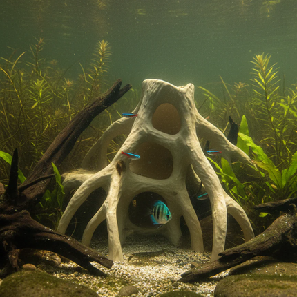 Aquarium Wood Decor Red Mangrove Caves - 3D Printed Natural Root Hideout for Fish & Shrimp - "Red Mangrove Caves" Model