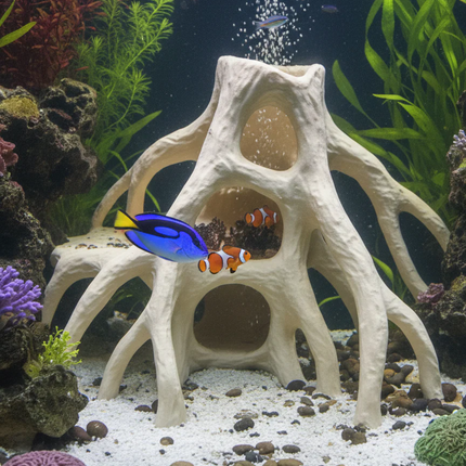 Aquarium Wood Decor Red Mangrove Caves - 3D Printed Natural Root Hideout for Fish & Shrimp - "Red Mangrove Caves" Model