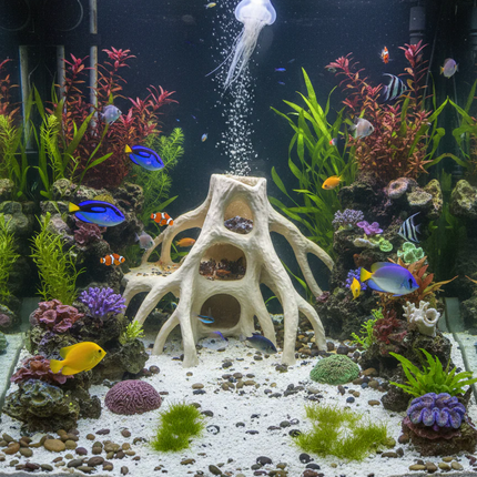 Aquarium Wood Decor Red Mangrove Caves - 3D Printed Natural Root Hideout for Fish & Shrimp - "Red Mangrove Caves" Model