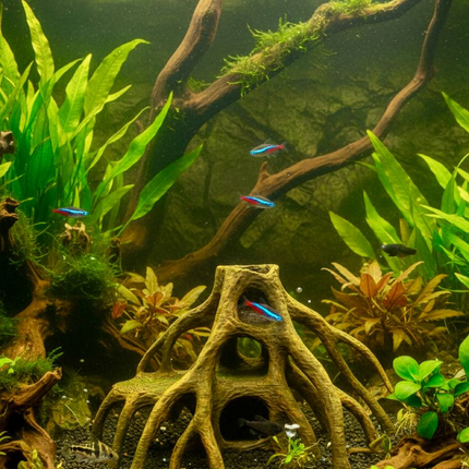 Aquarium Wood Decor Red Mangrove Caves - 3D Printed Natural Root Hideout for Fish & Shrimp - "Red Mangrove Caves" Model